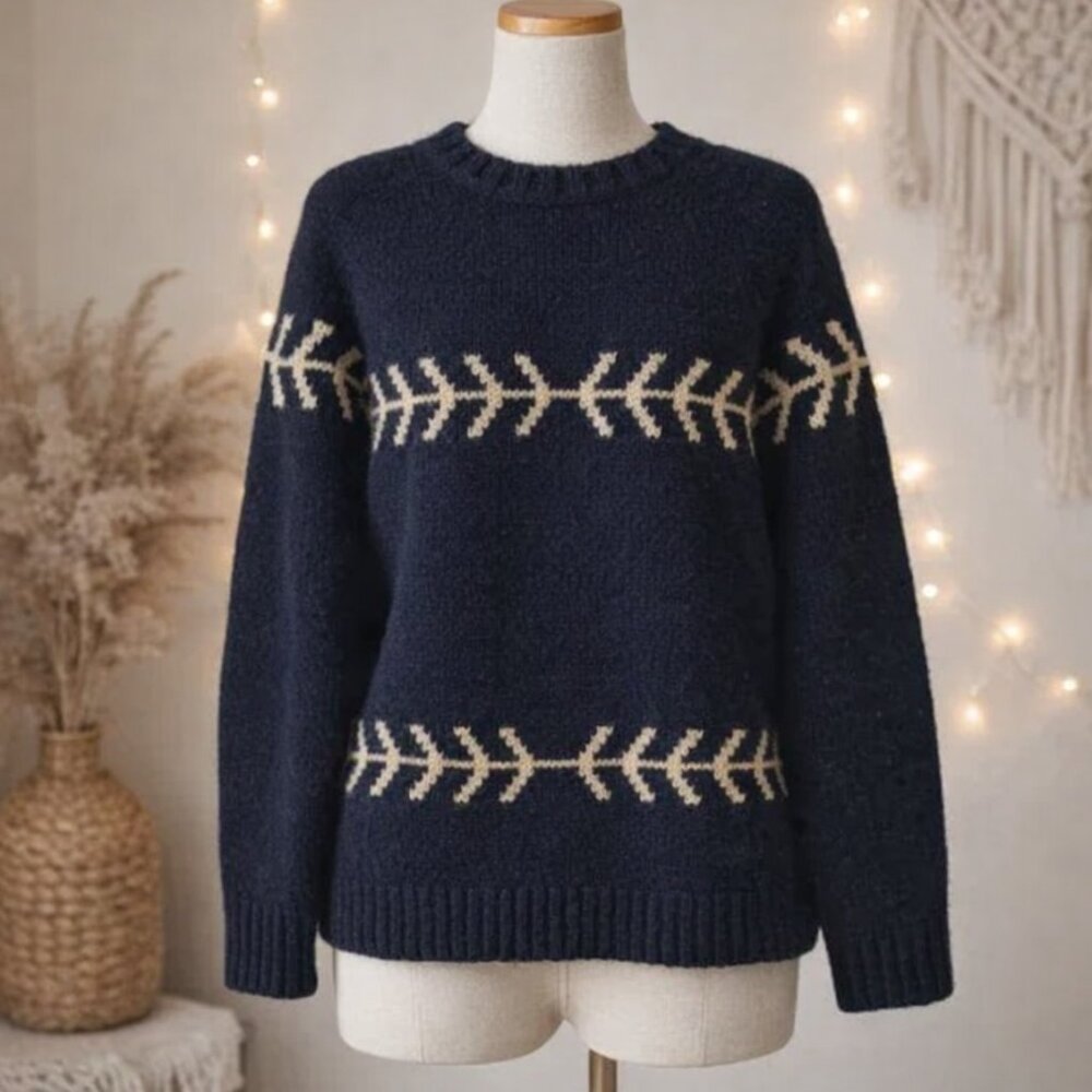 Vintage Gap Navy Knit Sweater M Lambs Wool Nordic Fair Isle Heritage Hong Kong